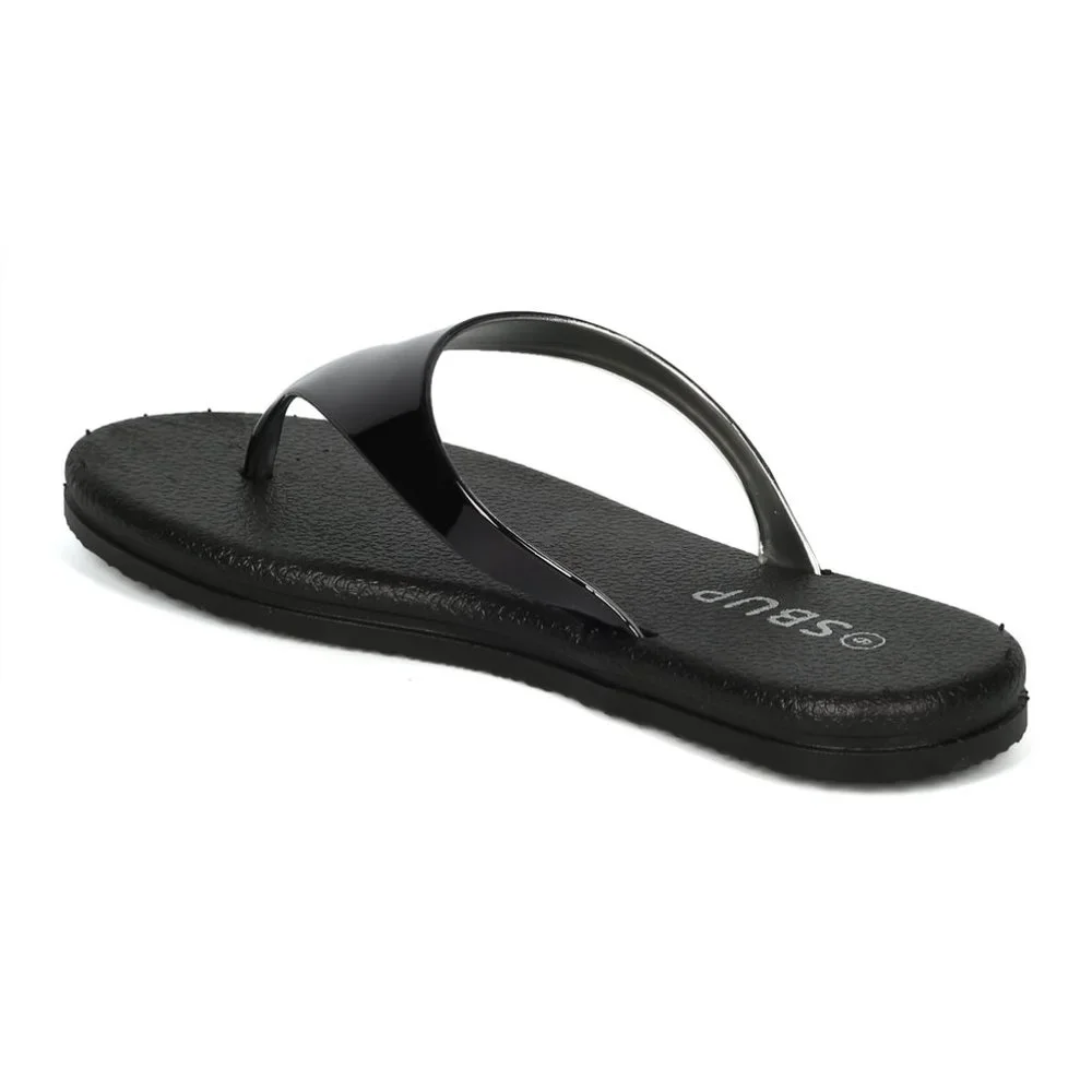 Alrisco Metallic Triangle Thong Flatform T-Strap Spring Summer Sandals - Picture 5 of 6